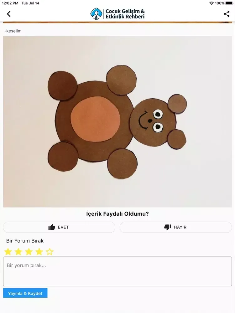Çocuk Gelişim Etkinlik Rehberi iPad  スクリーンショット