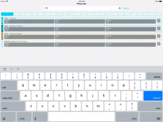 Tangkapan skrin Cutlery Wishlist iPad 