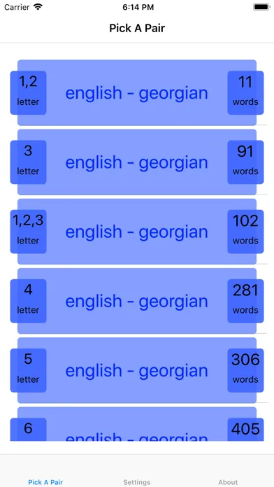 Zrzuty ekranu PickAPair Georgian - English