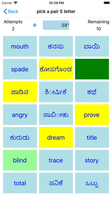 Capturas de tela do PickAPair Kannada - English