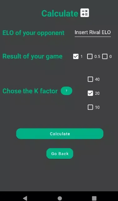 ELO Chess Calculator Screenshots