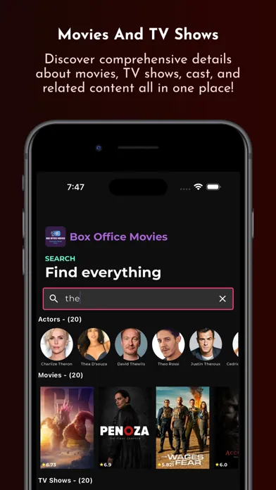Capturas de tela do Box Office Movies (BOM)