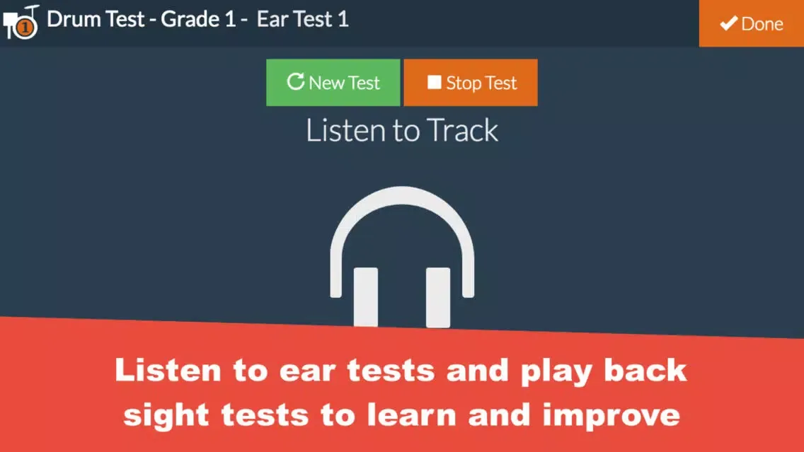 Zrzuty ekranu Grade 1 Drum Test Practice