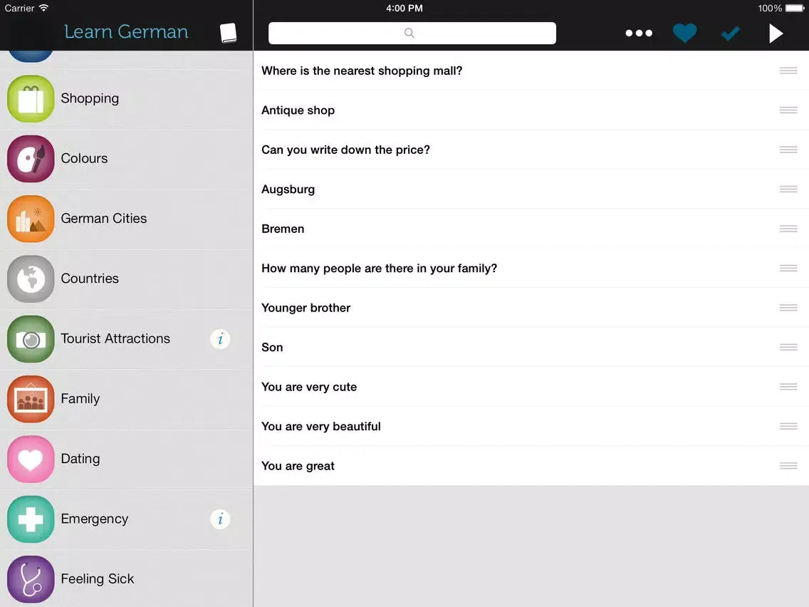 تصاویر Learn German HD - Phrasebook for Travel in Germany iPad