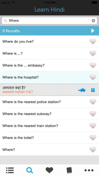 Tangkapan skrin Learn Hindi - Phrasebook