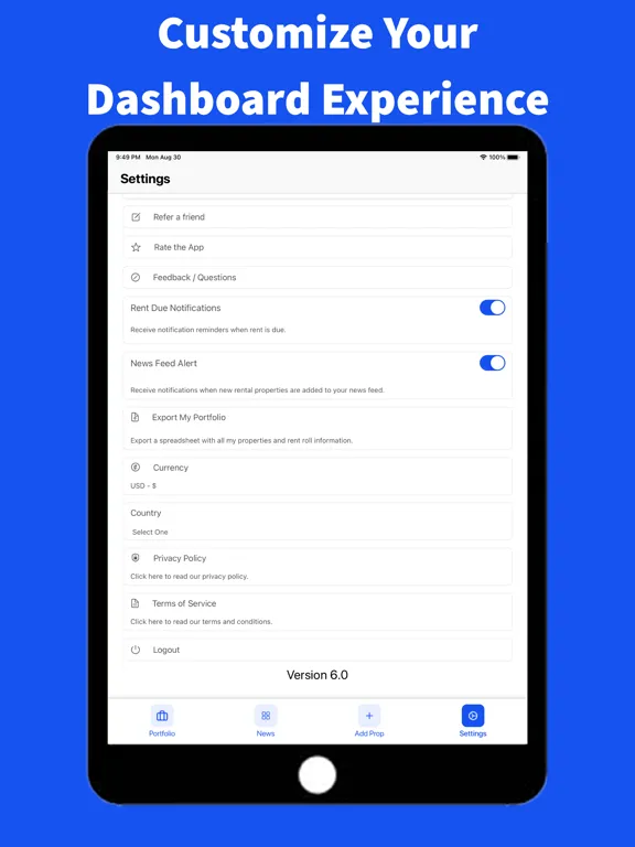 Rental Property Dashboard iPad  স্ক্রিনশট