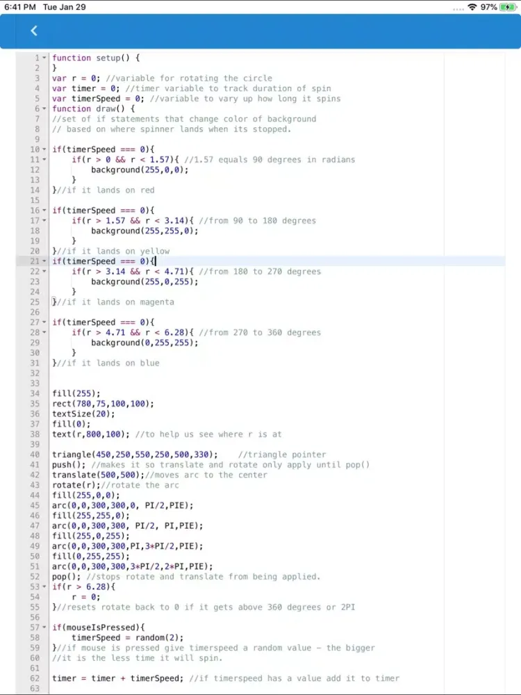 Tangkapan layar Code Naturally iPad