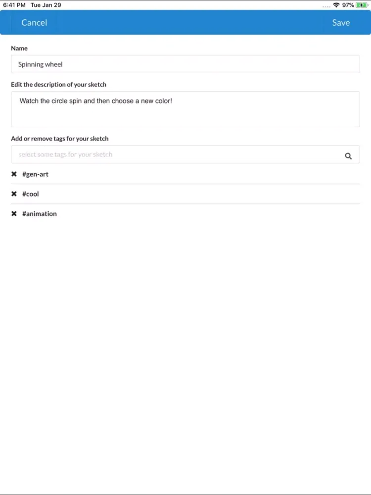 Tangkapan layar Code Naturally iPad