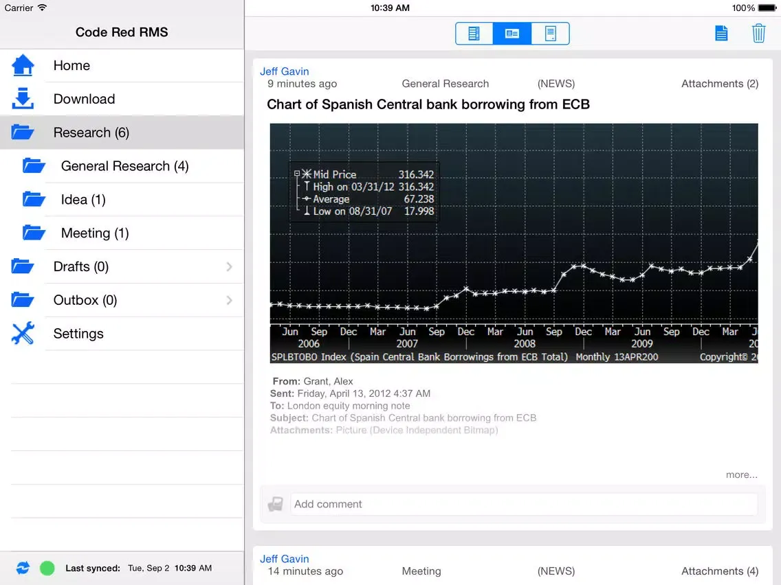Screenshot di Code Red RMS Good Dynamics Edition iPad 