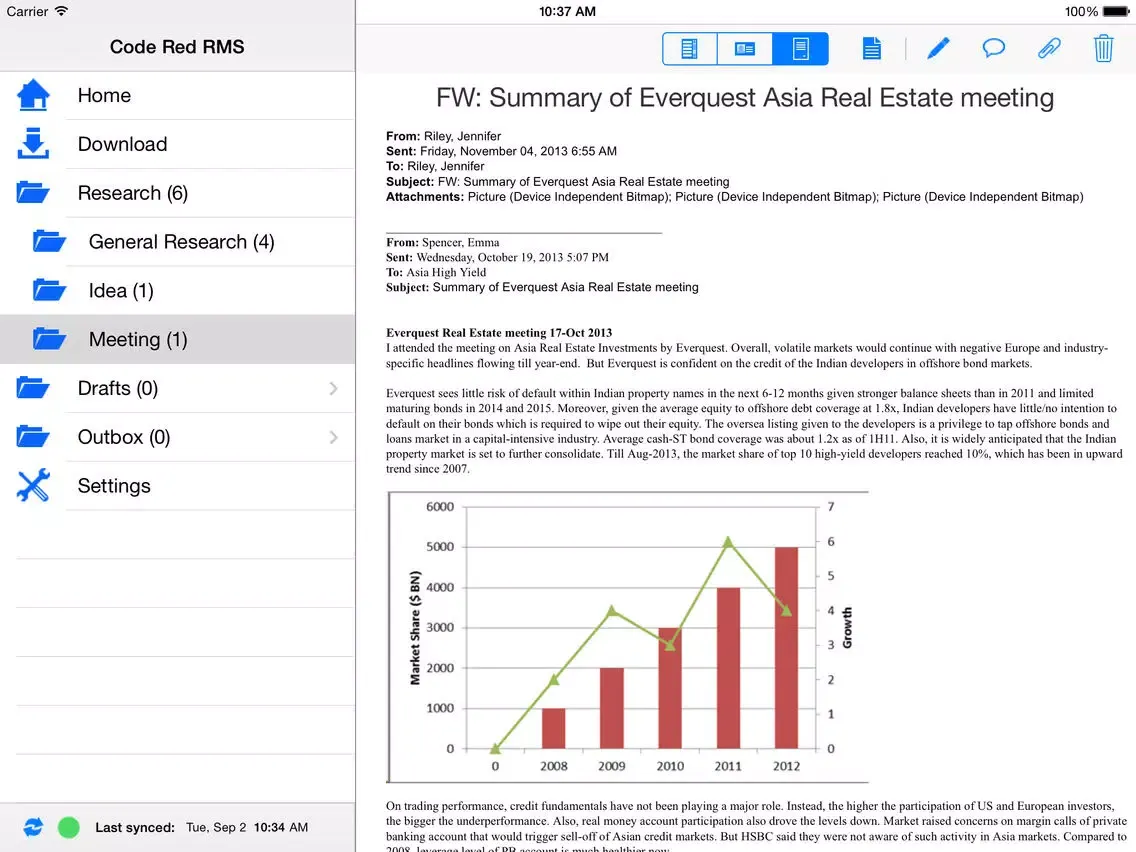 Screenshot di Code Red RMS Good Dynamics Edition iPad 