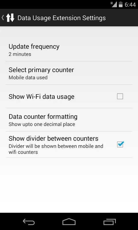 DashClock Data Usage Extension স্ক্রিনশট