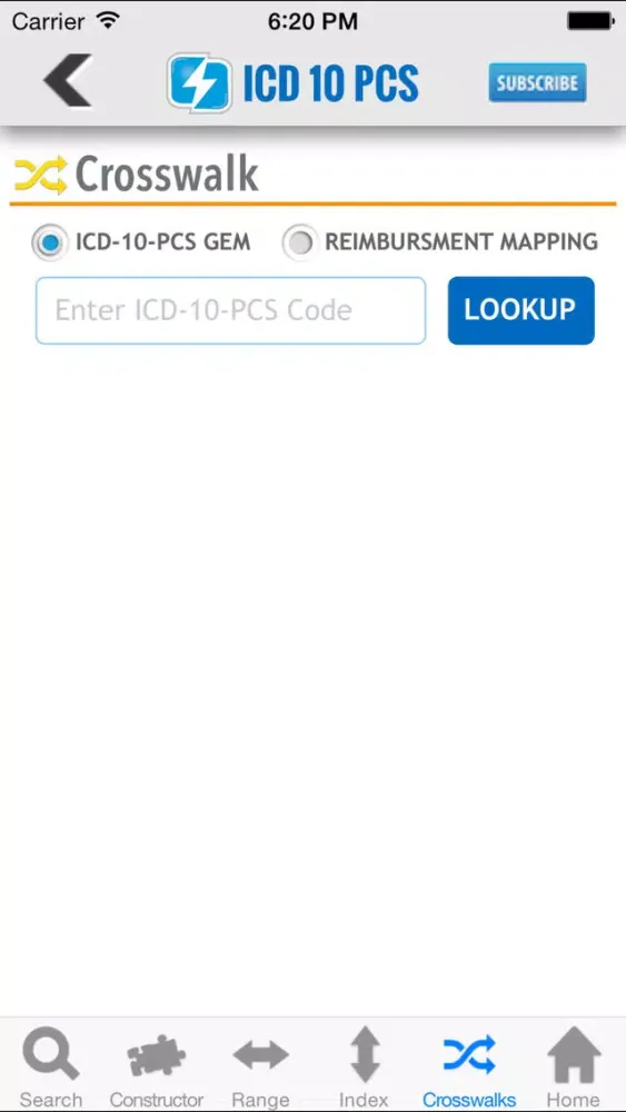 Ảnh chụp màn hình của ICD-10-PCS Lookup