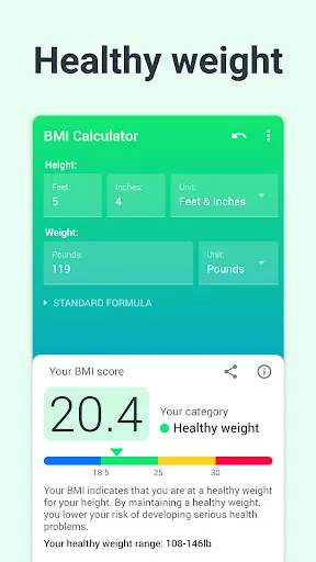 Capturas de tela do BMI Calculator Body Mass Index