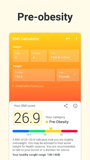 Capturas de tela do BMI Calculator Body Mass Index