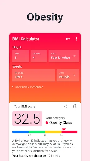 Capturas de tela do BMI Calculator Body Mass Index