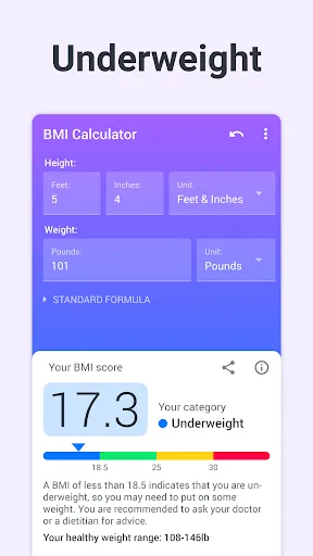 Capturas de tela do BMI Calculator Body Mass Index