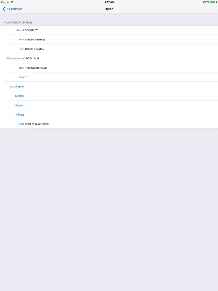 Hunddata iPad سکرین شاٹس
