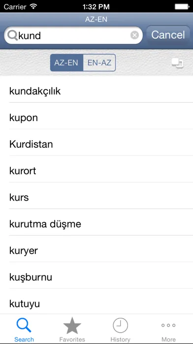 Captures d'écran de Azerbaijani<>English Dictionary