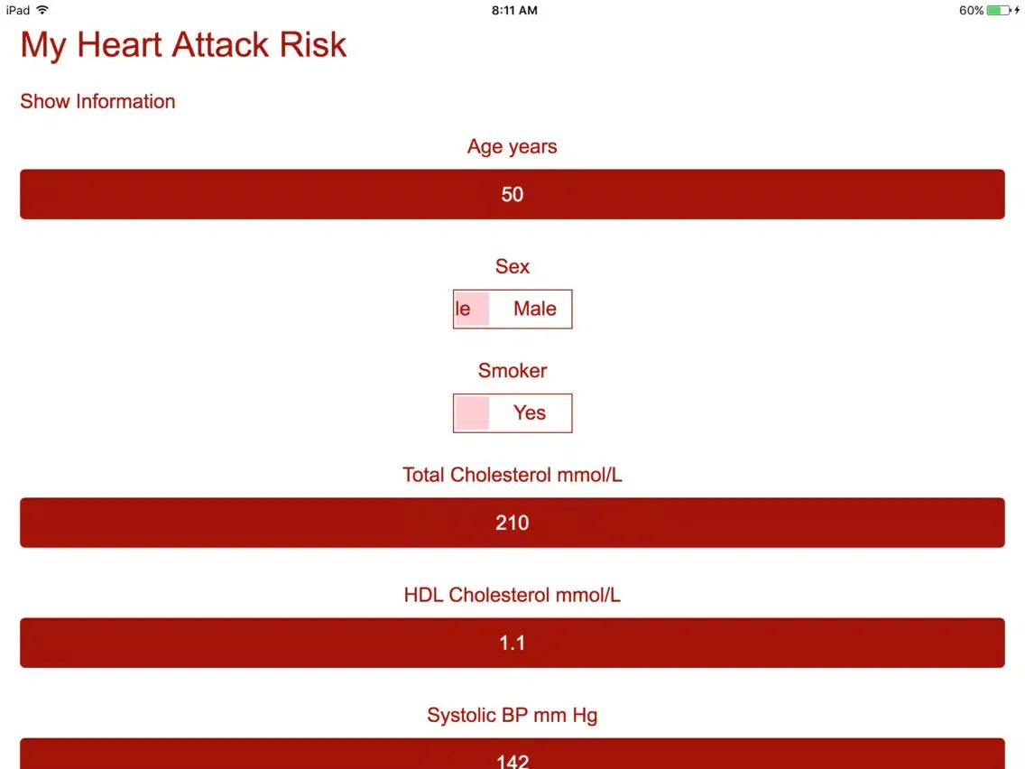Heart Attack Risk Test iPad  Screenshots
