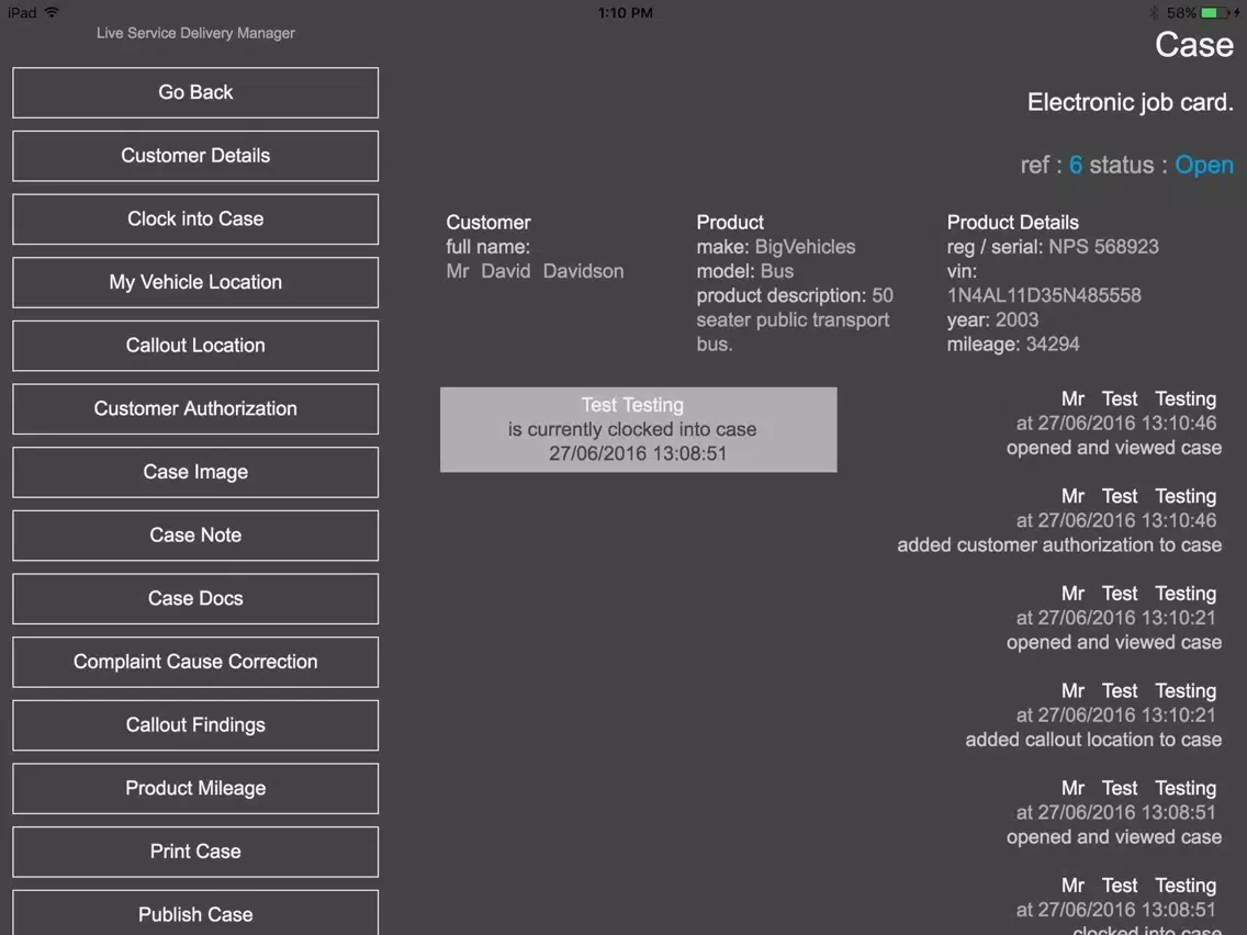 ServiceCallout iPad  スクリーンショット