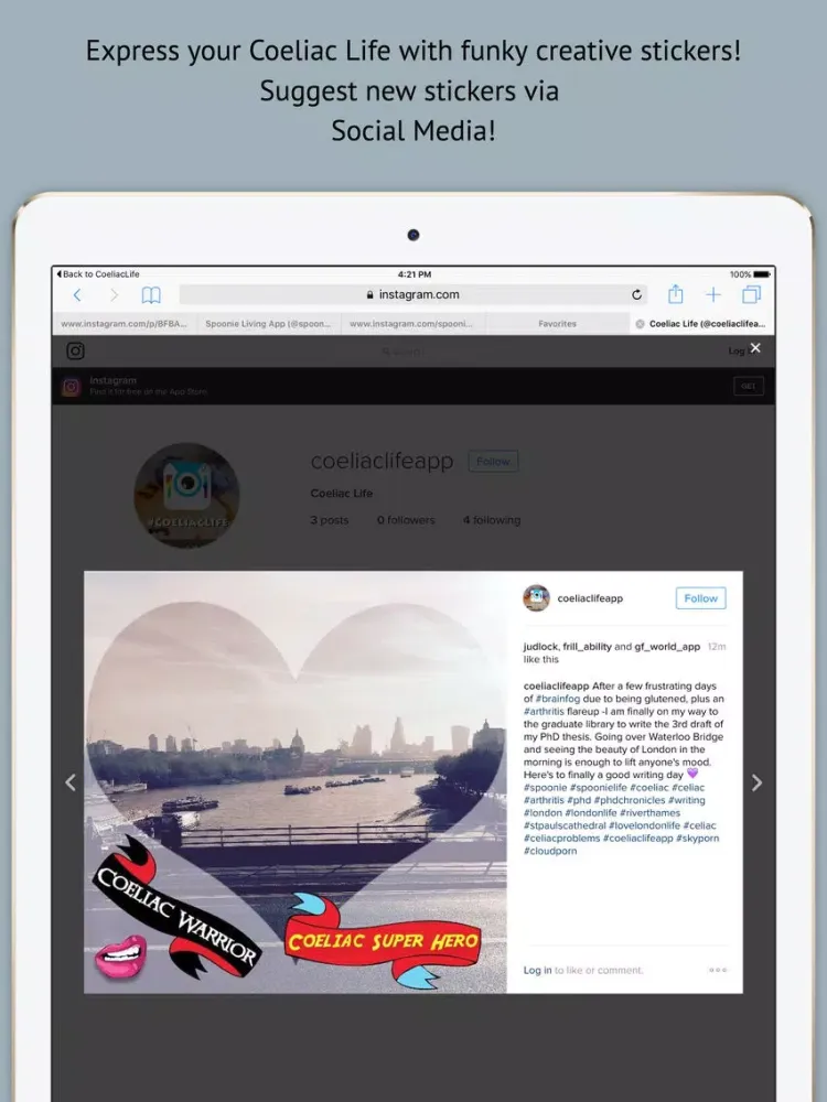 Ảnh chụp màn hình của Coeliac Life iPad 