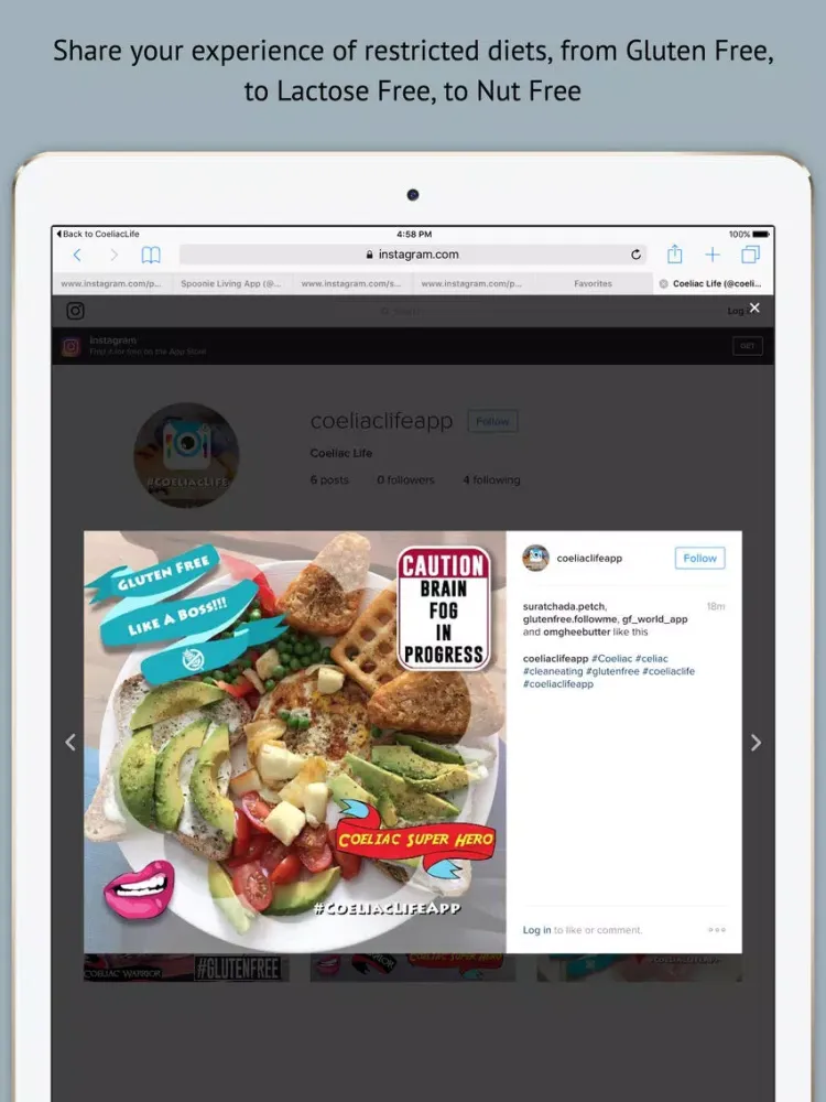 Ảnh chụp màn hình của Coeliac Life iPad 