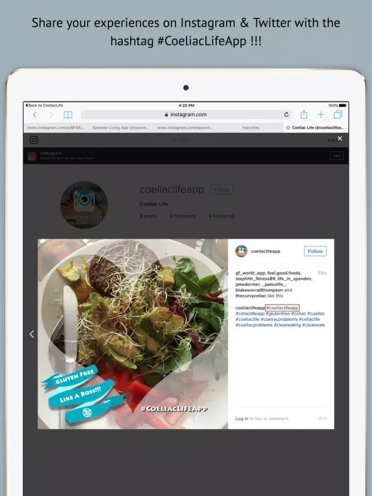 Ảnh chụp màn hình của Coeliac Life iPad 