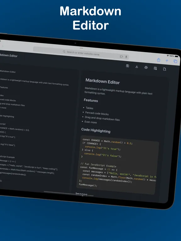Markdown Editor for Safari iPad  स्क्रीनशॉट