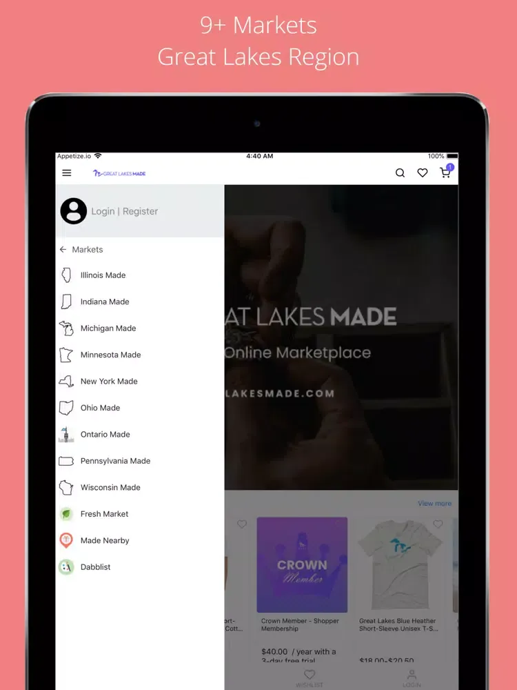 Capturas de tela do Great Lakes Made Market iPad 