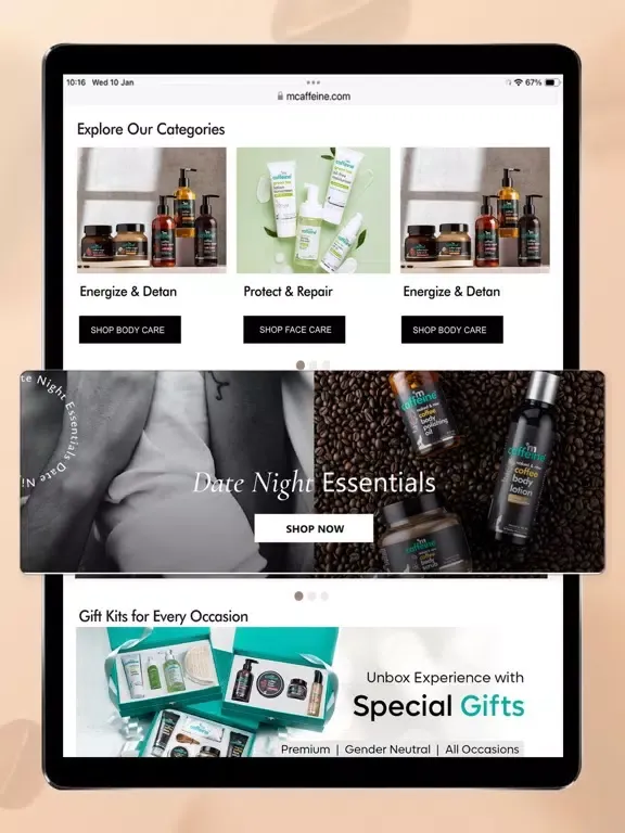 mCaffeine: Natural Skin Care iPad 应用截图