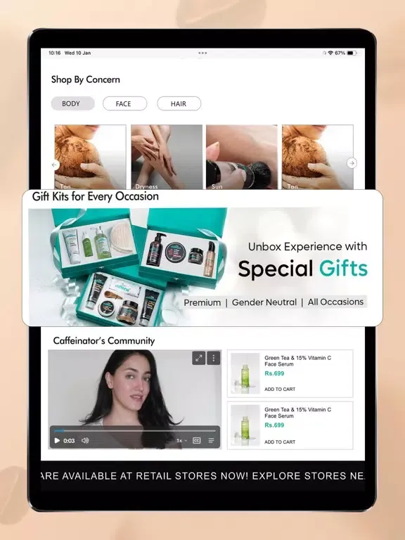 mCaffeine: Natural Skin Care iPad 应用截图