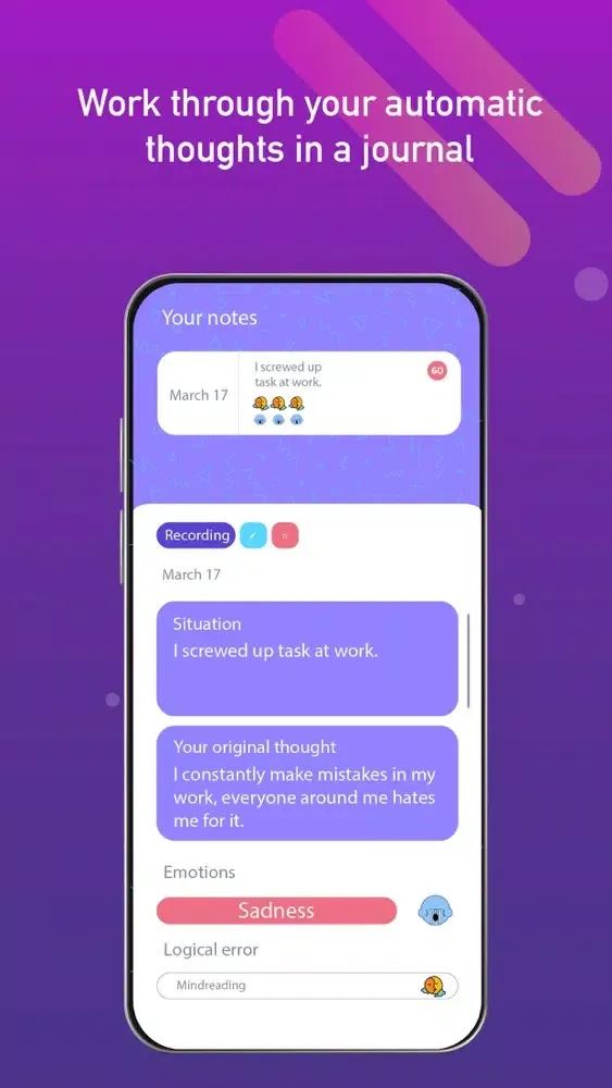 Captures d'écran de Mental Health Diary