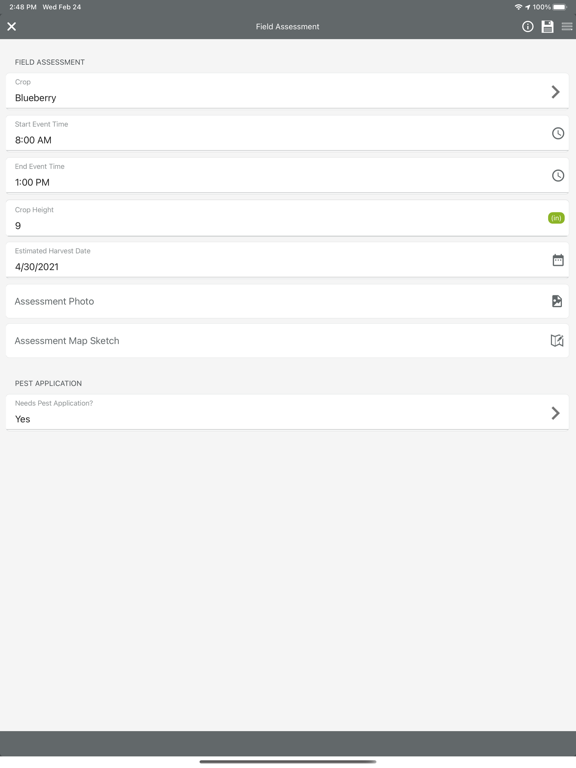 ภาพหน้าจอของ CropTrak iPad 