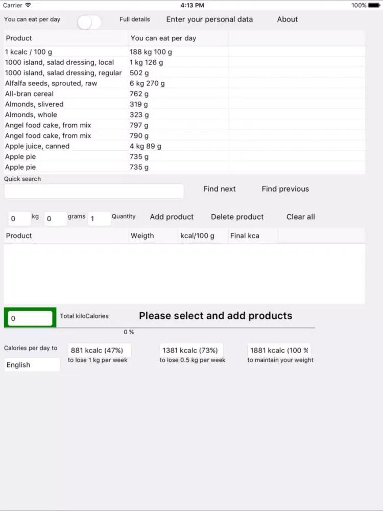 ภาพหน้าจอของ Cognaxon Calorie Calculator iPad 