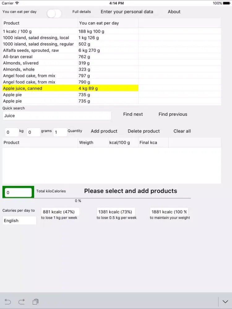 ภาพหน้าจอของ Cognaxon Calorie Calculator iPad 