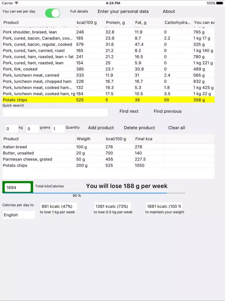 ภาพหน้าจอของ Cognaxon Calorie Calculator iPad 