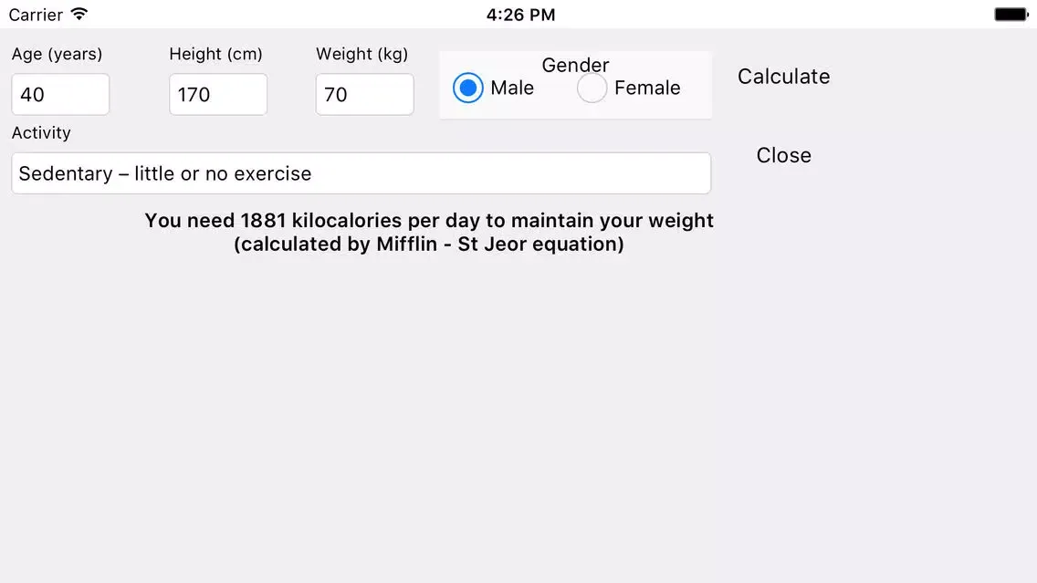 ภาพหน้าจอของ Cognaxon Calorie Calculator