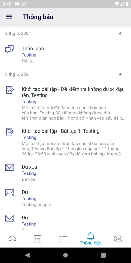 Screenshot di LMS Student Unifilaw