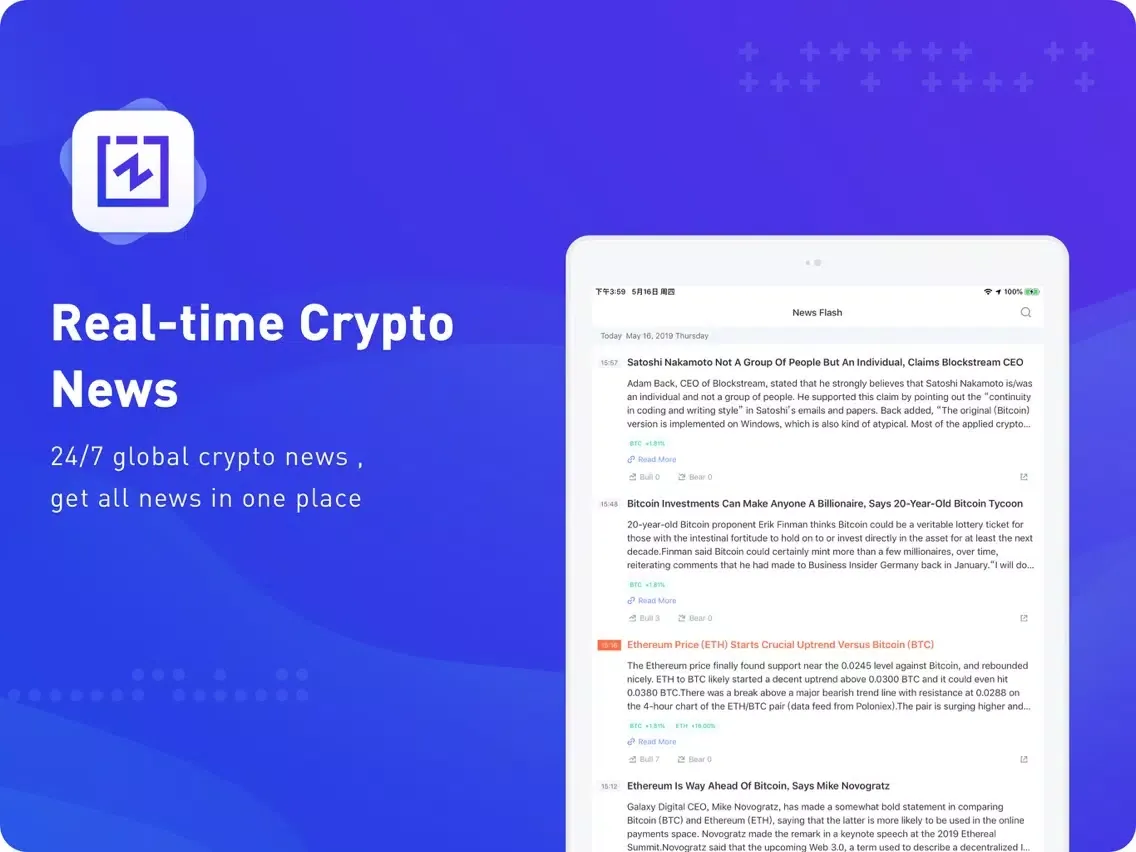 Скриншоты CoinNess-bitcoin index&news iPad 