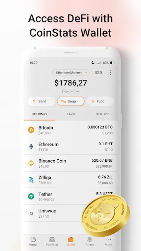 Ảnh chụp màn hình của CoinStats - Crypto Portfolio
