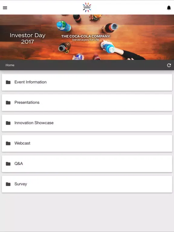 Captures d'écran de Coca-Cola Investor Day 2017 iPad 