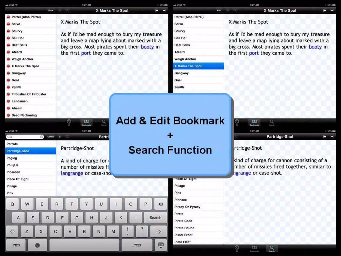 Tangkapan layar Pirate Glossary Plus+ iPad 