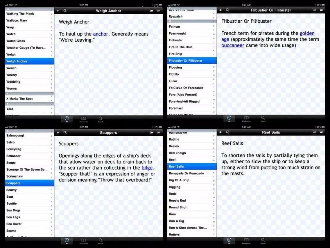 Tangkapan layar Pirate Glossary Plus+ iPad 