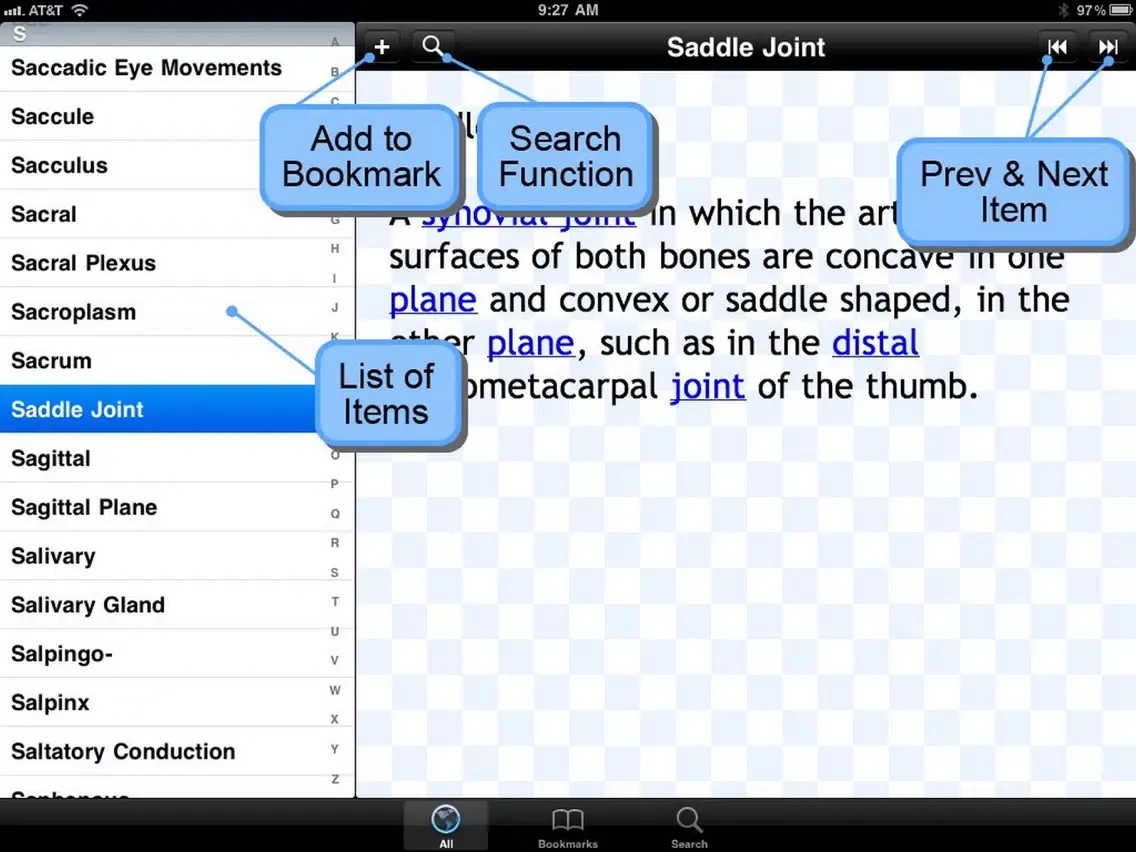 Tangkapan skrin Anatomical Glossary iPad 