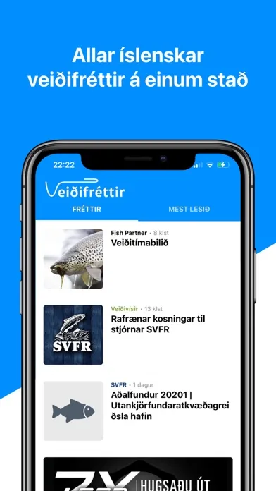 Capturas de tela do Veiðifréttir