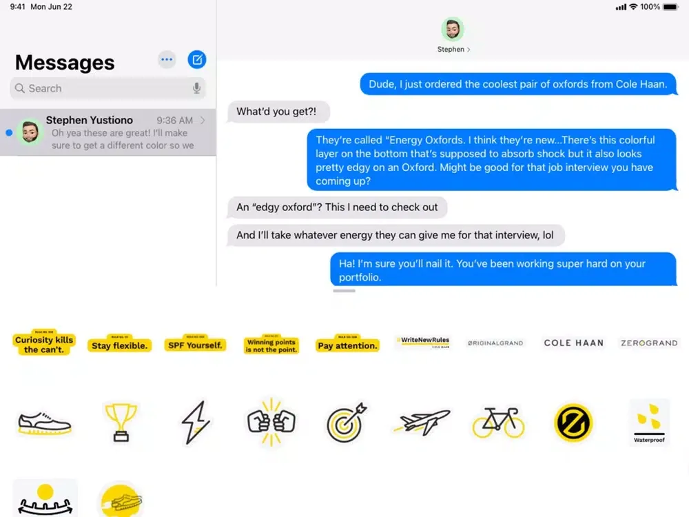 Capturas de pantalla de Cole Haan Stickers iPad 