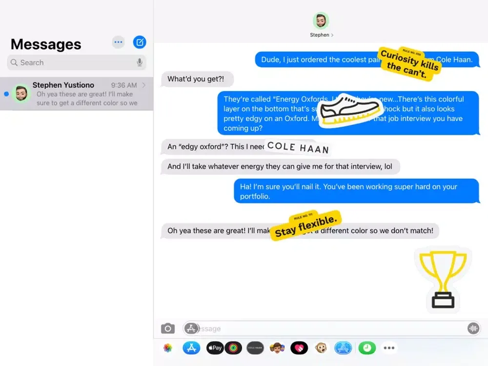 Capturas de pantalla de Cole Haan Stickers iPad 