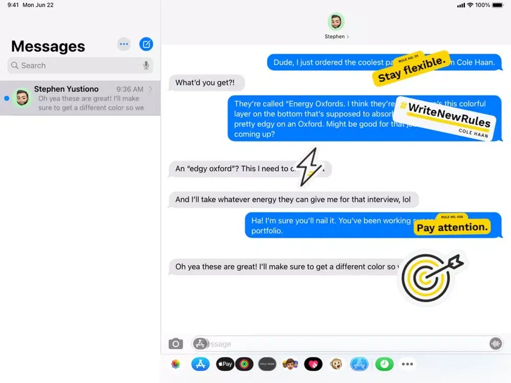Capturas de pantalla de Cole Haan Stickers iPad 