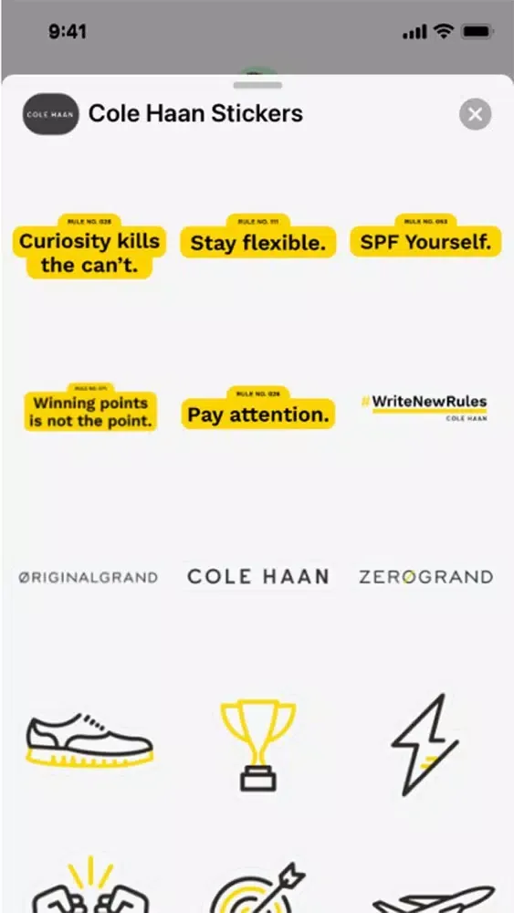 Capturas de pantalla de Cole Haan Stickers