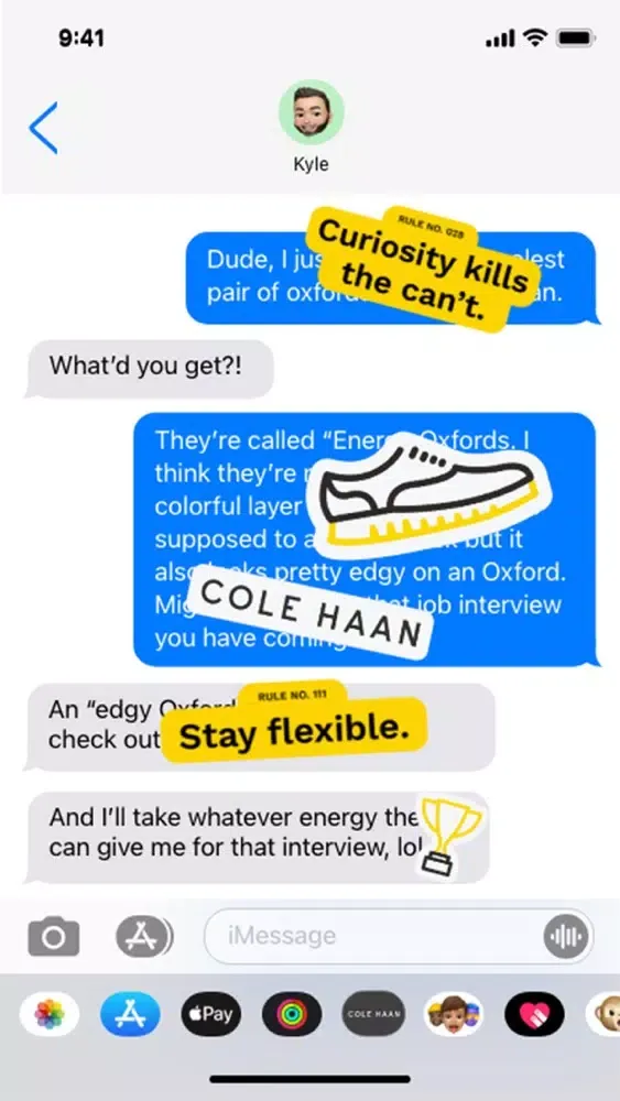 Capturas de pantalla de Cole Haan Stickers